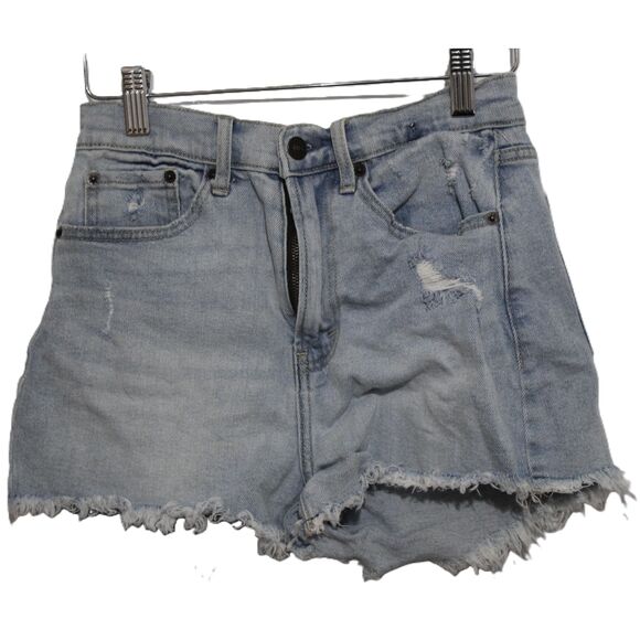 Womens Abercrombie & Fitch High Rise Short Blue Distressed Jean Shorts Size 24 - Picture 1 of 5